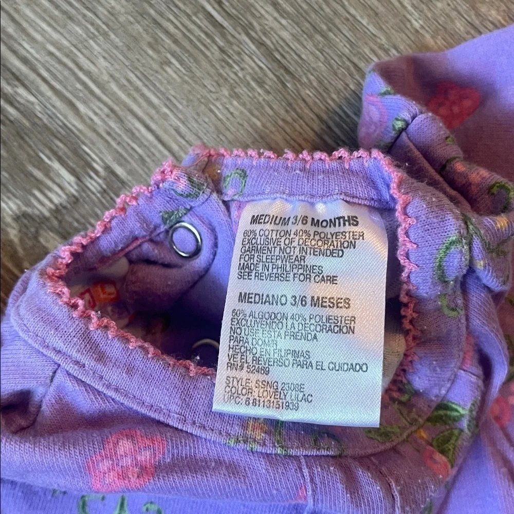 Vintage small steps 3 to 6 months Purple Floral Baby Romper long sleeve